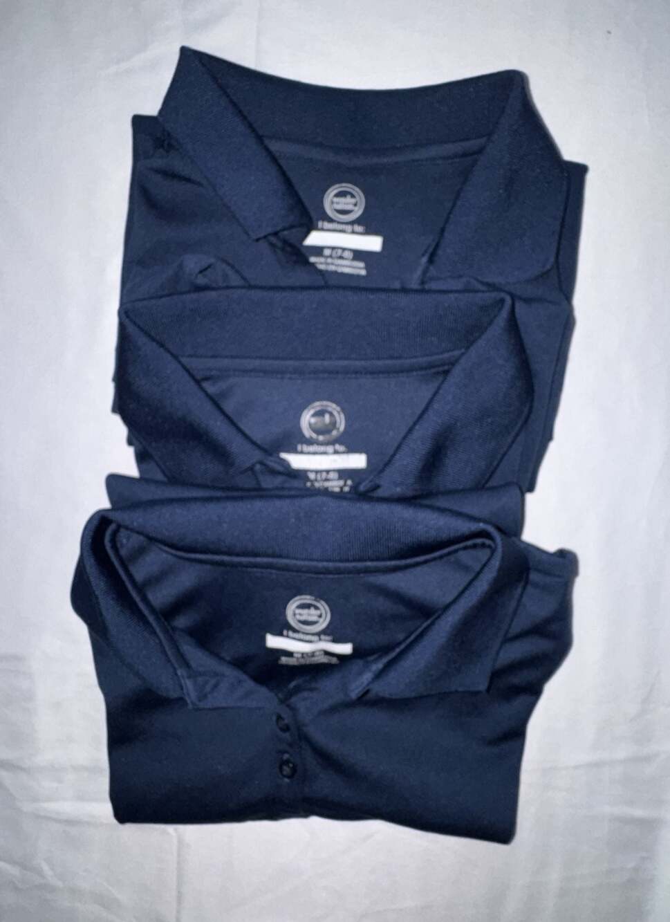 Wonder Nation Girls Navy Blue Short Sleeve Pique Uniform Polo Shirt Size M (7-8)